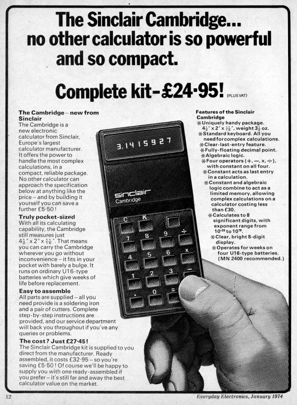 Sinclair Cambridge Calculator